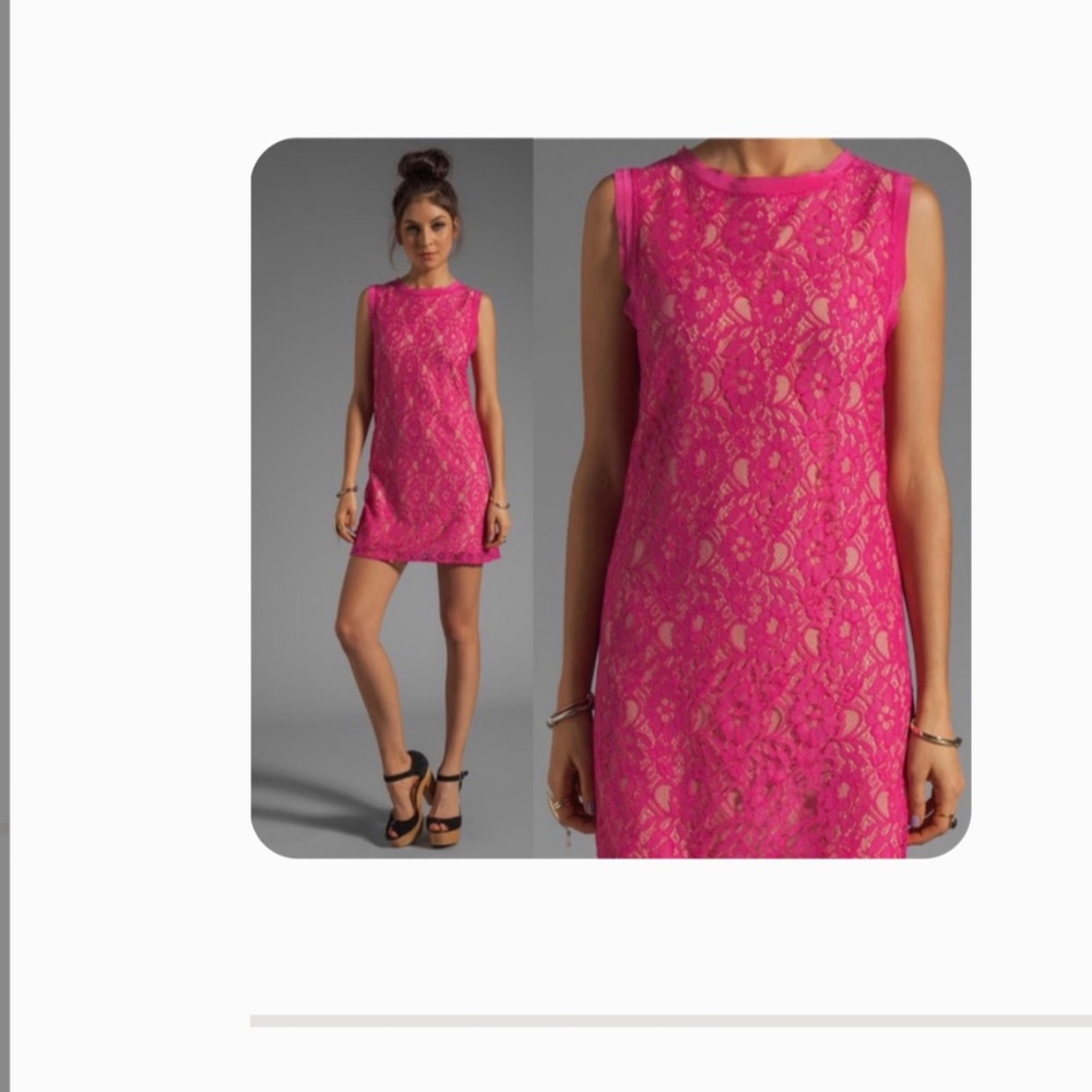 Joie Isette Color Lace Dress in Bright Fucsia